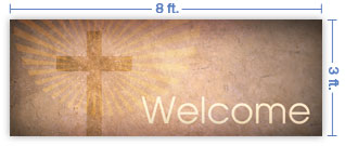 8x3 Horizontal Church Banner of Cross Burst