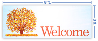 8x3 Horizontal Church Banner of Welcome - Fall